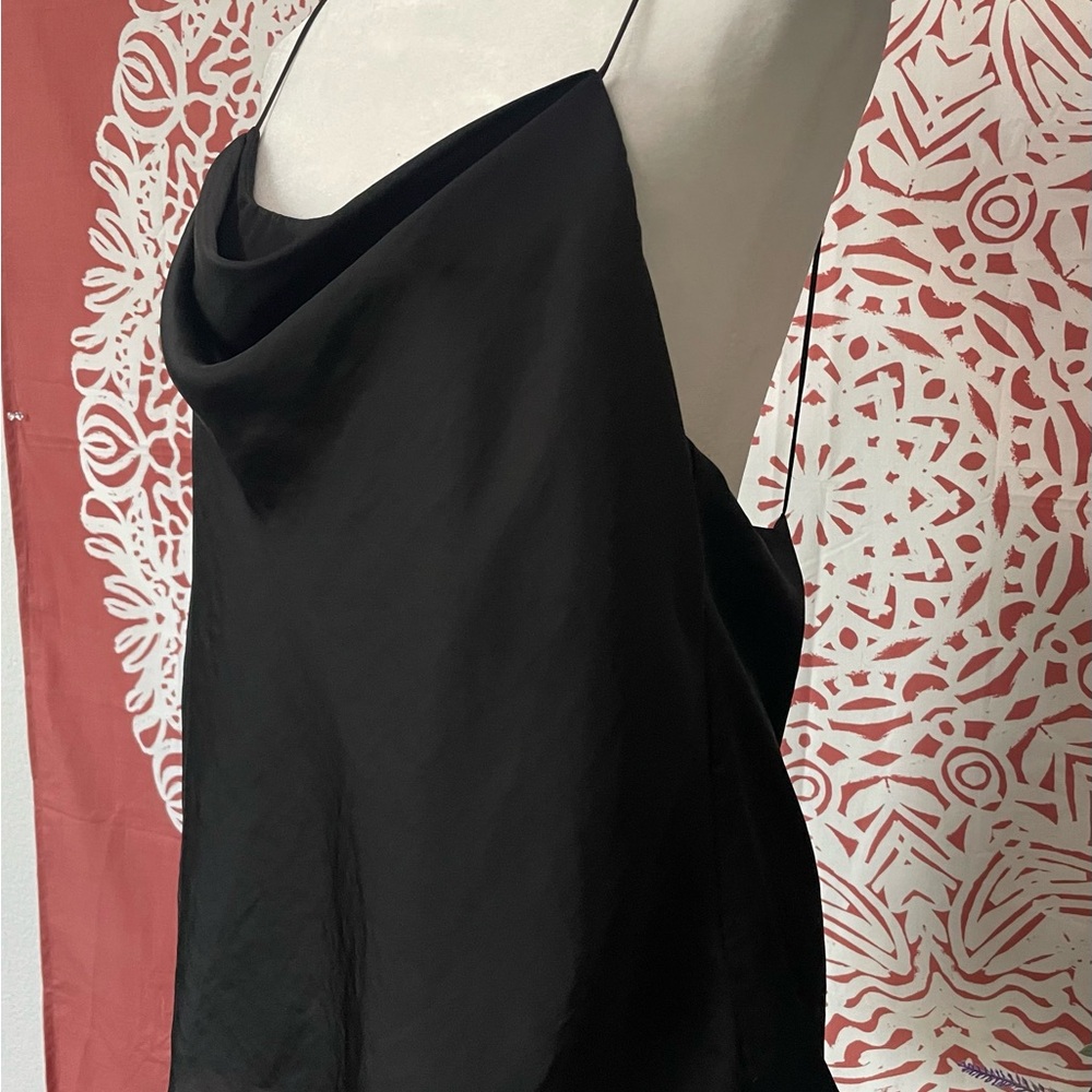 Astr Black Asymmetrical Backless Camisole size large night out, girls night